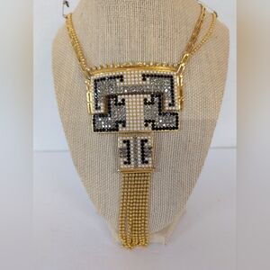 Necklace By Sonia Demaria Italy 1980s Rhinestone Faux Pearl Vintage